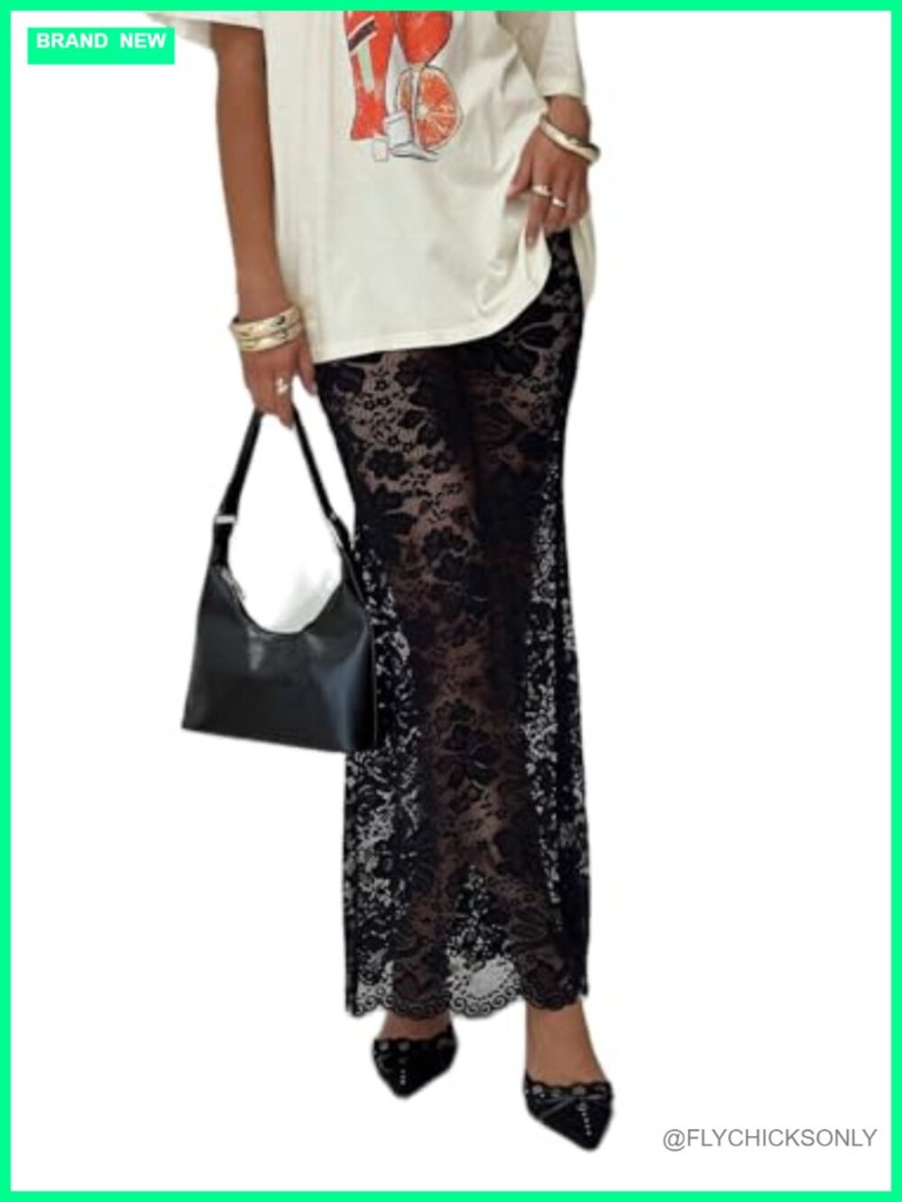 Lace Long Maxi Skirt Sheer See-Through Beach Cover Up